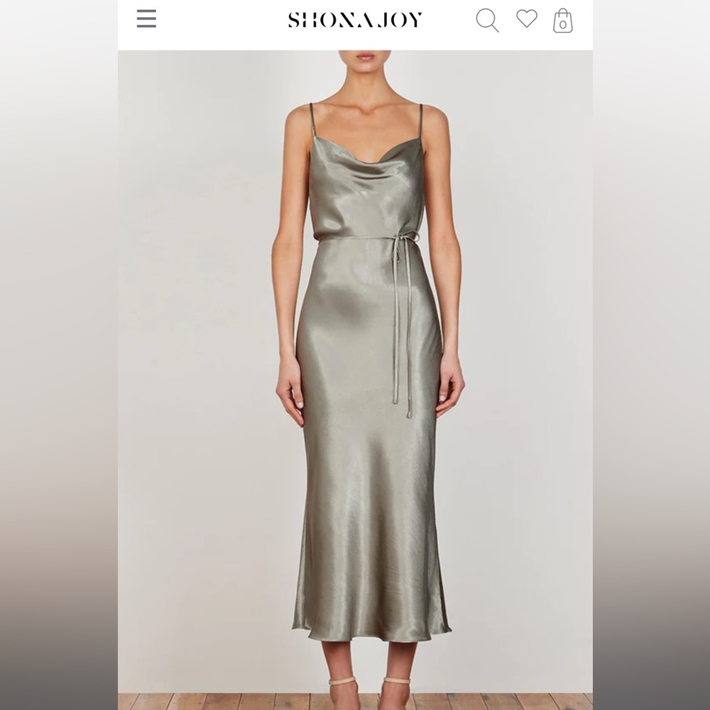 Shona Joy La Lune Bias Cowl Midi Dress - Sage